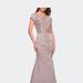 La Femme Long Jersey Ruched Dress with Embellished Top - Pink - 12