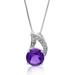 Vir Jewels 1.20 cttw Pendant Necklace, Purple Amethyst Pendant Necklace For Women In .925 Sterling Silver With Rhodium, 18" Chain, Prong Setting - Grey
