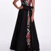 Marchesa Notte Short Sleeve Embroidered Floral Gown - Black - 2