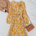 Anna-Kaci Bow Detail Floral Print Dress - Yellow