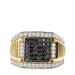 Haus of Brilliance Men's 14K Yellow Gold Plated .925 Sterling Silver 1 1/2 Cttw White and Black Treated Diamond Cluster Ring - Black / I-J Color, I2-I3 Clarity - Gold - 10