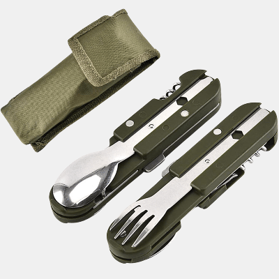 Vigor Multipurpose Outdoor Tools Spoon And Fork Set Can Opener With Bag