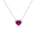 Haus of Brilliance 18K White Gold 1/5 Cttw Diamond And 6.7 x 7mm Heart-Shaped Ruby Halo 18" Pendant Necklace - G-H Color, I1-I2 Clarity - White