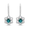 Haus of Brilliance 18K White Gold 3/8 Cttw Diamond And 4.94 x 3.96mm Blue Sapphire Floral Dangle Drop Earring (F-G Color, SI1-SI2 Clarity) - White