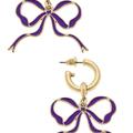 Canvas Style Veronica Game Day Bow Enamel Earrings In Purple - Purple