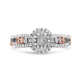 Haus of Brilliance 14K Rose Gold Plated .925 Sterling Silver 1/2 Cttw Round Diamond Double Frame Cross-Over Split Shank Engagement Ring - I-J Color, I2-I3 Clarity - Pink - 9