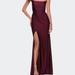 La Femme Jersey Dress with Square Neckline and Ruching - Purple - 2