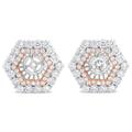 Haus of Brilliance 14K Rose And White Gold 1 7/8 Cttw Round Diamond Double Halo Earring Jacket For 6mm Round Studs - G-H Color, VS2-SI1 Clarity - Pink