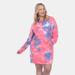 White Mark Plus Size Hoodie Tie Dye Sweatshirt Dress - Pink - 1X