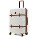 Badgley Mischka Luggage Grace Expandable 25" Medium Checked Retro Suitcase - White