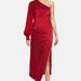 ONE33 SOCIAL The Elana | Ruby One-Shoulder Midi Cocktail Dress - Red