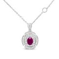 Haus of Brilliance 18K White Gold 1/5 Cttw Round Diamond and 5x3.5mm Red Ruby Double Halo 18" Pendant Necklace (G-H Color, I1-I2 Clarity) - White - 18