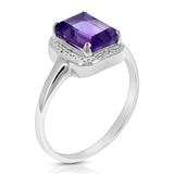 Vir Jewels 0.90 Cttw Purple Amethyst Ring .925 Sterling Silver With Rhodium Emerald 8 x 6 mm - Grey - 7