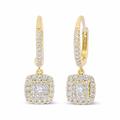 Haus of Brilliance 14K Yellow Gold 5/8 Cttw Invisible-Set Princess Diamond Square Halo Dangle Earring (H-I Color, SI1-SI2 Clarity) - Yellow