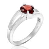 Vir Jewels 1 cttw Garnet Ring in .925 Sterling Silver with Rhodium Plating Solitaire Heart - Grey - 7