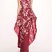 Marchesa Notte Strapless Gilded Gown - Wine - Red - 16