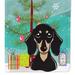 Caroline's Treasures 11" x 15 1/2" Polyester Christmas Tree And Smooth Black And Tan Dachshund Garden Flag 2-Sided 2-Ply