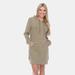 White Mark Women's Hoodie Sweatshirt Dress - Green - L