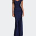 La Femme Off the Shoulder Prom Dress With Sweetheart Neckline - Blue - 16