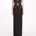 Marchesa Notte Scattered Crystal Column Gown - Black - Black - 2