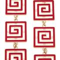 Canvas Style Gretchen Game Day Greek Keys Linked Enamel Earrings In Red - Red