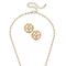 Canvas Style Marquette Acanthus & Pearl Earring And Necklace Set - Gold