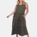 White Mark Plus Size Scoop Neck Tiered Midi Dress - Green - 3X