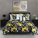 Chic Home Design Astra 9 Piece Quilt Set Contemporary Floral Design Bed In A Bag - Black - KING