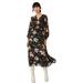 Principles Womens/Ladies Floral Chiffon Cowl Neck Midi Dress - Black/Green/White - Black - 16