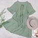 Anna-Kaci Striped Ruffle Button Dress - Green - S