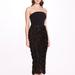 Marchesa Notte Strapless Tea-Length Rosette Pencil Dress - Black - Black - 12