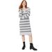 Maine Womens/Ladies Striped Cotton V Neck Jumper Dress - Grey - 6
