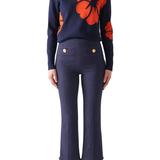 L.K. Bennett Blossom Navy/ Pumpkin Knitted Top - Blue