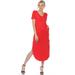 White Mark Short Sleeve V-Neck Maxi Dress - Red - S