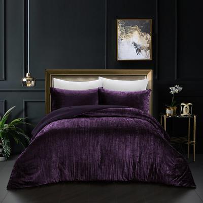 Grace Living Grace Living - Tillie Velvet 3pc Comforter Set With 2 Pillow Shams, 1 Comforter - Purple - KING