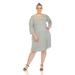 White Mark Women's Plus Size Criss Cross Neckline Swing Midi Dress - Grey - 3X