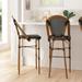 Merrick Lane Sacha Set Of Two Stacking French Bistro Bar Stools With PE Seats And Back And Bamboo Finished Metal Frames For Indoor/Outdoor Use - Black