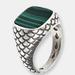 Albert M. Chevalier Ring with Square Stone and Mermaid Texture - Green - 12