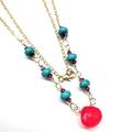 Alexa Martha Designs Gold Filled Pink Chalcedony Turquoise Gemstone Drop Necklace - Pink