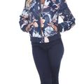 White Mark Floral Bomber Jacket - Blue - M