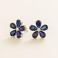 Juvetti Jewelry Florea Earrings In Blue Sapphire And Diamonds Set - White