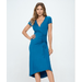 West K Emma Ruched Midi Wrap Dress - Blue - S