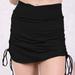 Anna-Kaci Overlap Waist Ruched Sports Skirt - Black