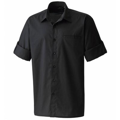 Premier Premier Mens â€œRoll Sleeveâ€� Poplin Plain Work Shirt (Black) - Black - XXL
