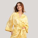 LILYSILK Golden Lily Silk Satin Kimono Robe - Gold - XXL