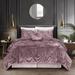 Grace Living Grace Living - Nilah Velvet 5pc Comforter Set With Maple 2 Pillow Shams, 1 Decorative Pillow, 1 Comforter, 1 Bed Skirt - Pink - QUEEN