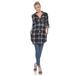 White Mark Plaid Tunic Shirt - Black - M - L1 (REGULAR)