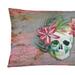 Caroline's Treasures 12 in x 16 in Outdoor Throw Pillow Day of the Dead Skull Flowers Canvas Fabric Decorative Pillow - Brown