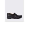 Burton Mens Textured Leather Penny Strap Loafers - Black - Black - 10