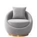 Chic Home Design St Barts Swivel Accent Chair Cozy Plush Faux Shearling Upholstered Loose Seat Back Cushion Gold Tone Metal Base, Modern Contemporary - Grey